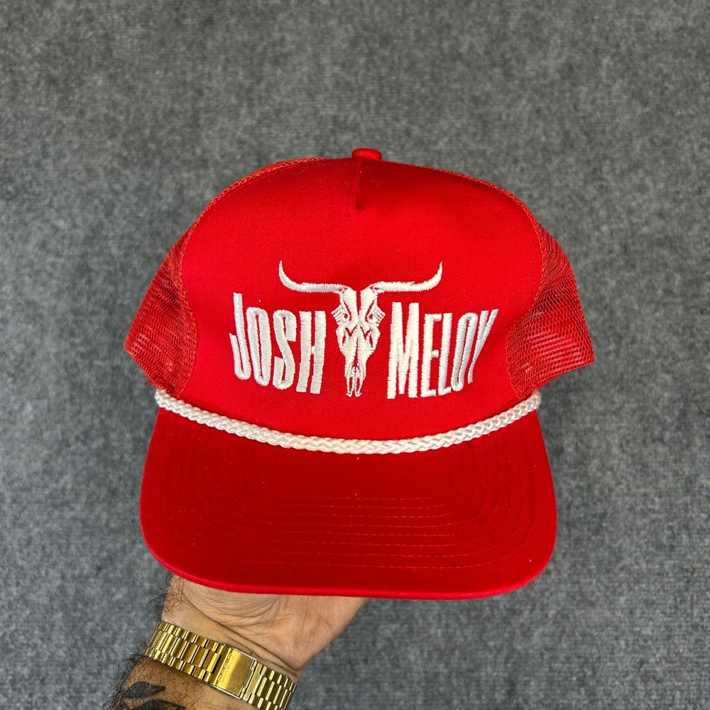 Cobra Josh Meloy Red Mesh Back Trucker Hat Snapback Rope Detail Longhorn Skull